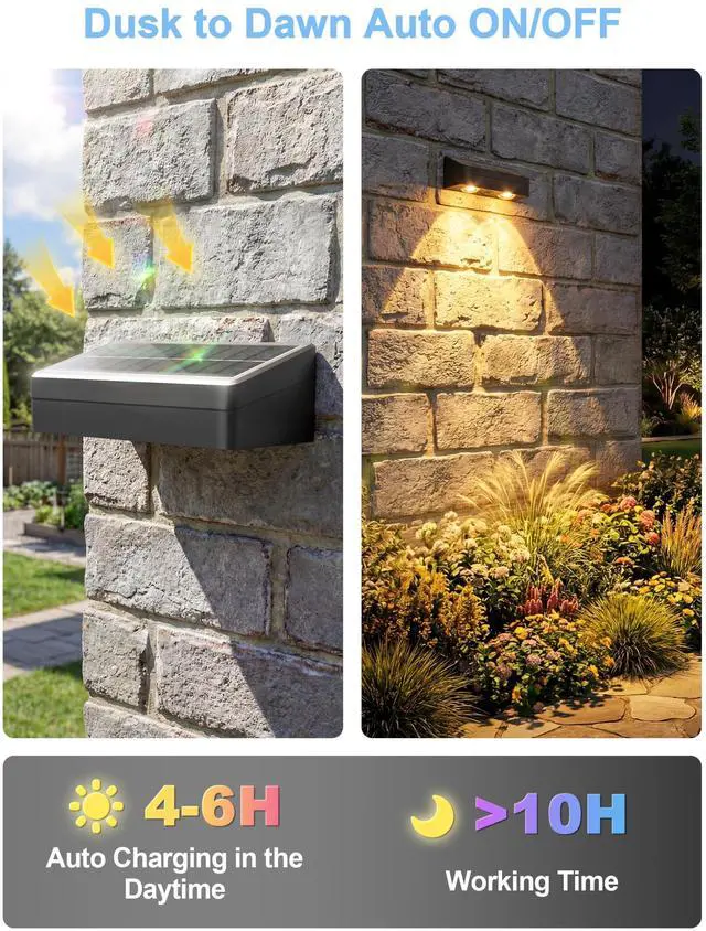 Alt view image 7 of 7 - Fence Lights Solar Powered with Remote 12 Pack, Warm White, Cool White and RGB Color Glow LED Solar Lights Outdoor, Dusk to Dawn Solar Fence Lights for Patio, Backyard, Railing, Deck, and Wall