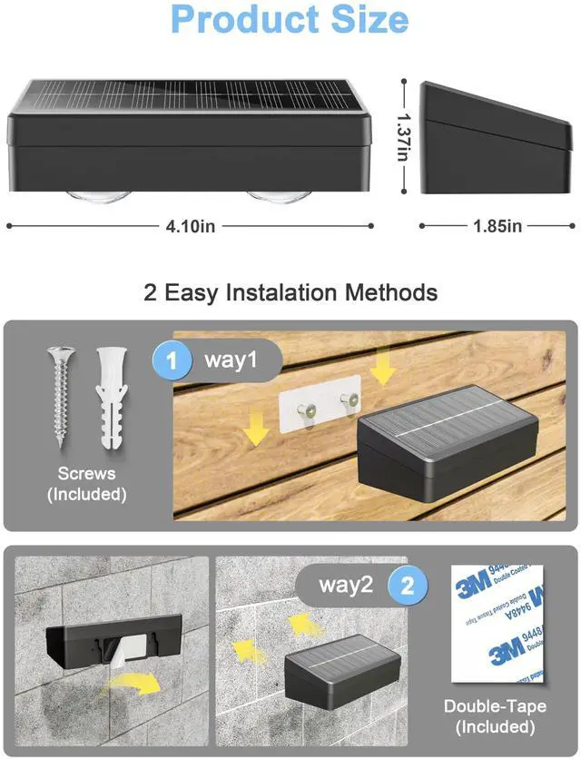 Alt view image 6 of 7 - Fence Lights Solar Powered with Remote 12 Pack, Warm White, Cool White and RGB Color Glow LED Solar Lights Outdoor, Dusk to Dawn Solar Fence Lights for Patio, Backyard, Railing, Deck, and Wall