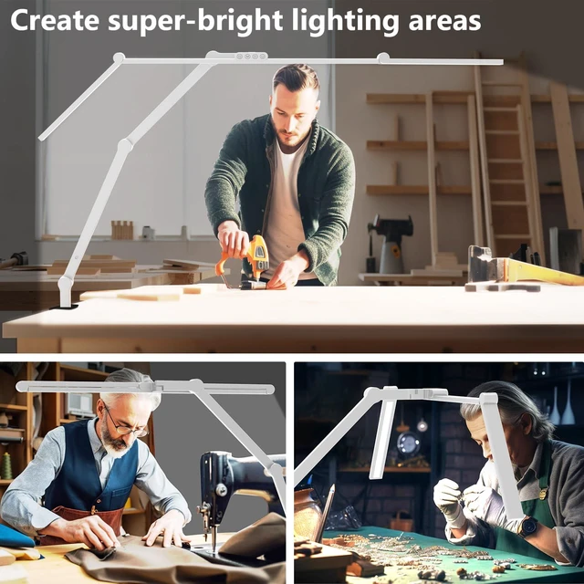 Alt view image 4 of 6 - 36W Ultra Bright Architect Desk Lamp with Clamp, Tall Overhead Rotatable Led Desk Light for Home Office, 47Inch Long Adjustable Monitor Light Bar with Remote for Computer Screen Desktop Table