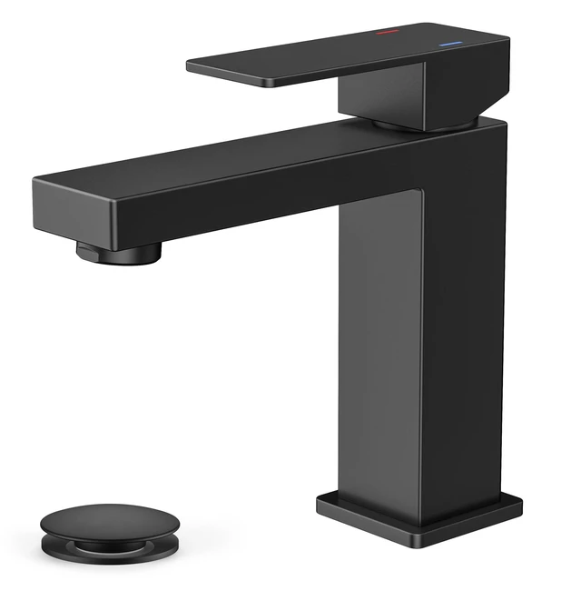 Main image of Bathroom Faucet 1 Hole, Single Handle Black Bathroom Sink Faucets For 1 or 3 Hole 4 Inch Centerset Sink, with Pop-up Drain, NSF61 Certificate, Single Handle Faucet for Sink Vanity RV Restroom