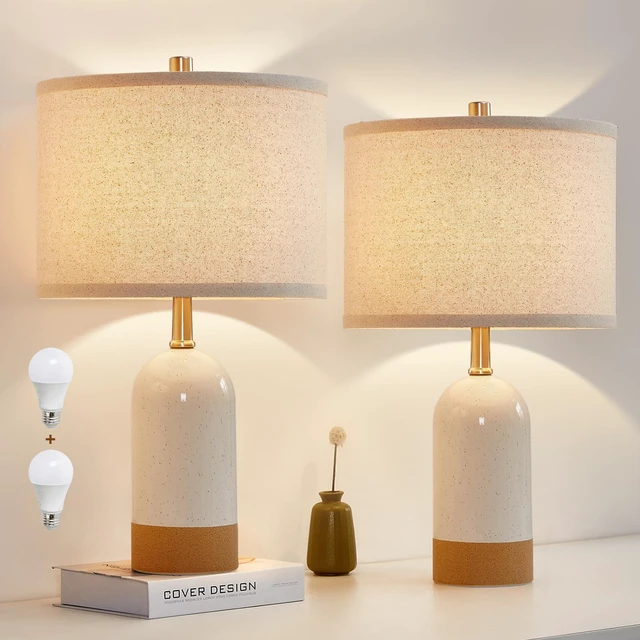 Main image of Table Lamps Set of 2, Bedside Table Lamp for Bedroom Living Room 21.5" Modern 3-Way Ceramic Desk Lamp for Nightstand, Kids Room, Dorm, Reading, Home Office, Bulbs Included