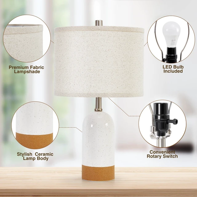 Alt view image 3 of 6 - Table Lamps Set of 2, Bedside Table Lamp for Bedroom Living Room 21.5" Modern 3-Way Ceramic Desk Lamp for Nightstand, Kids Room, Dorm, Reading, Home Office, Bulbs Included
