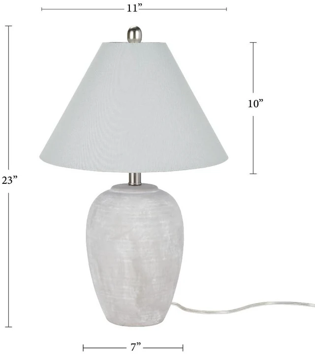 Alt view image 2 of 5 - Home 23" Grey Vintage Distressed Ceramic Pot Table Lamp for Bedroom, Living Room, End Table, with Grey Conical Empire Shade