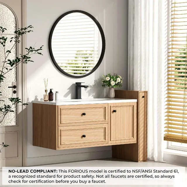 Alt view image 4 of 7 - Bathroom Faucet 1 Hole, Single Handle Black Bathroom Sink Faucets For 1 or 3 Hole 4 Inch Centerset Sink, with Pop-up Drain, NSF61 Certificate, Single Handle Faucet for Sink Vanity RV Restroom