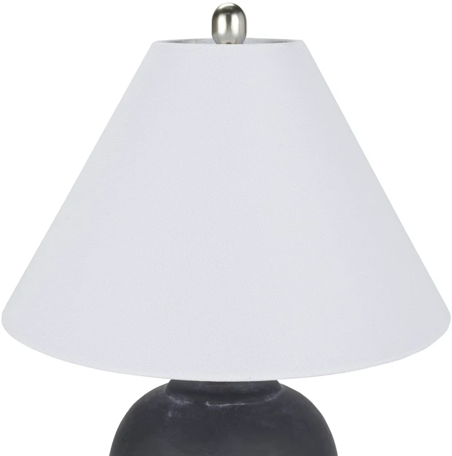 Alt view image 6 of 6 - Home 23" Black Vintage Distressed Ceramic Pot Table Lamp for Bedroom, Living Room, End Table, with White Conical Empire Shade