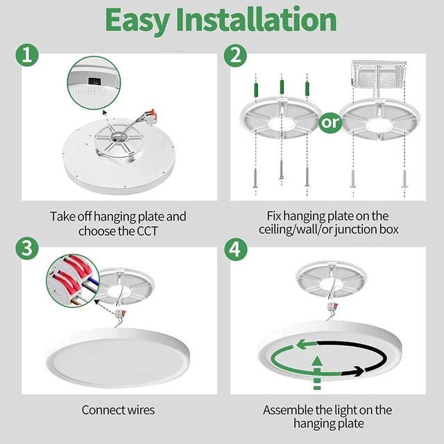 Alt view image 7 of 7 - 12Inch 12PK White LED Flush Mount Ceiling Light, 24W, 2520LM, 3CCT 3000K/4000K/6000K CCT Selectable, White Close to Ceiling Round Flat Panel Light, Super Slim LED Ceiling Light for Bedroom