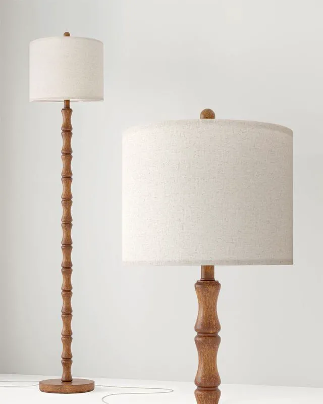 Alt view image 2 of 7 - 62" Rustic Floor Lamp for Living Room, Retro Farmhouse Floor Lamp Rotary Switch, Resin Standing Lamp for Living Room, Corner, Dining Room, Bedroom, Home Decor