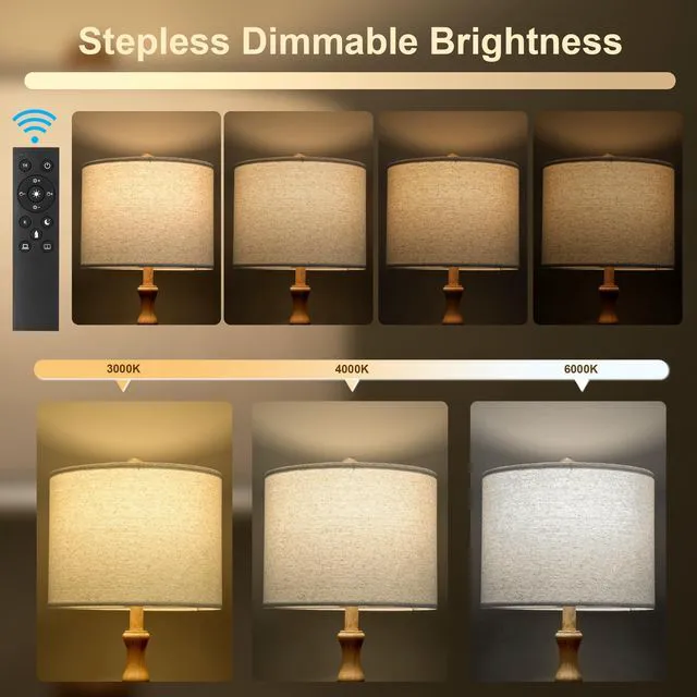Alt view image 4 of 7 - 62" Rustic Farmhouse Floor Lamp with Remote & Dimmable 9W Bulb, 3 Color Temperatures Resin Standing Lamp, Retro Corner Tall Lamp for Living Room, Bedroom, Nursery, Office, Reading Nock