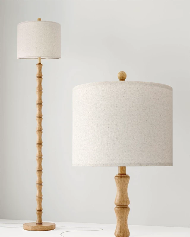 Alt view image 2 of 7 - 62" Farmhouse Floor Lamp for Living Room, Retro Corner Floor Lamp Rotary Switch, Rustic Standing Lamp for Bedroom, Corner, Nursery, Dining Room, Bedroom, House