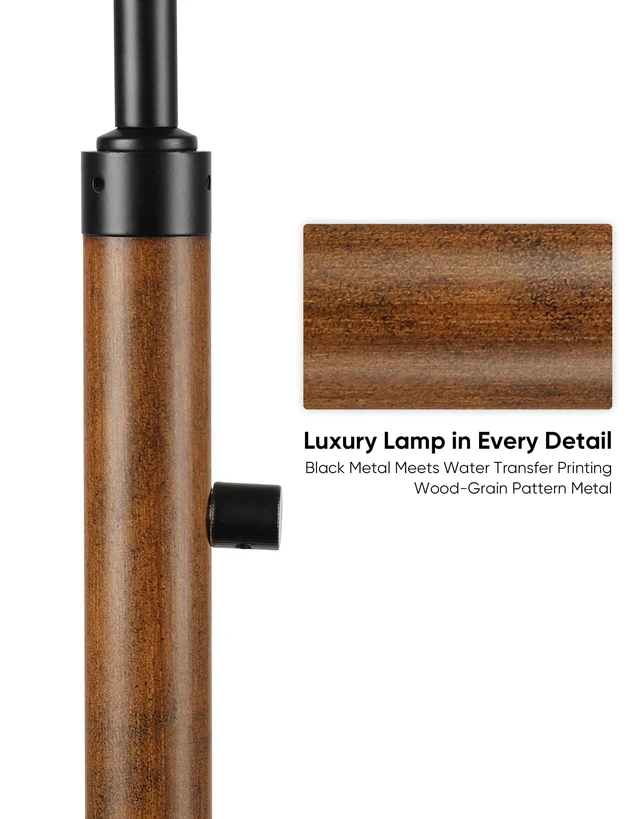 Alt view image 3 of 7 - Dimmable Floor Lamp for Living Room, 65" Tall Metal Standing Lamp with LED Bulb, Mid Century Modern Arc Floor Lamp with Linen Shade for Bedroom, Reading Room, Office & Nursery, Black and Rustic Brown