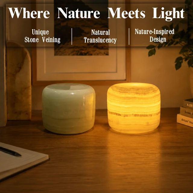 Alt view image 7 of 7 - Marble Lamp Table Lamp Unique Lamp Type-C 3 Way Bedside Lamp Ambient Lighting for Bedroom Night Stands Night Light Decorative LED Warm Ambient Portable Lamp for Rechargeable (Eastern Jade Glow)