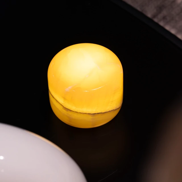 Alt view image 3 of 7 - Marble Lamp Table Lamp Unique Stone Touch Lamp Pat Lamp Type-C 3 Way Bedside Lamp Ambient Light Bedroom Stands Night Light Decorative LED Warm Portable Lamp Rechargeable (Amber Jade)
