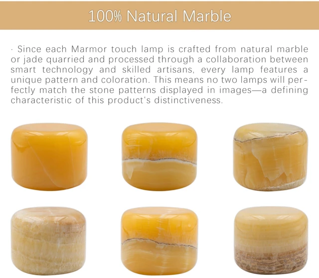 Alt view image 6 of 7 - Marble Lamp Table Lamp Unique Stone Touch Lamp Pat Lamp Type-C 3 Way Bedside Lamp Ambient Light Bedroom Stands Night Light Decorative LED Warm Portable Lamp Rechargeable (Amber Jade)