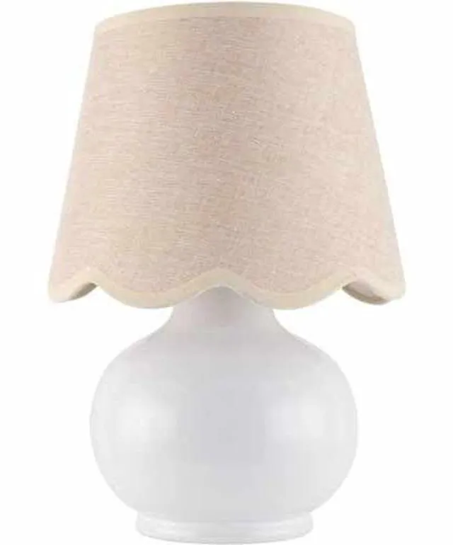 Main image of Benton Ceramic Table Lamp with Fabric Shade 13" Bedside Accent Lamp for Bedroom, Living Room & Nightstand (Beige Cream)