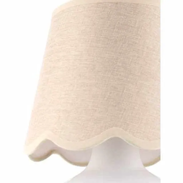 Alt view image 6 of 7 - Benton Ceramic Table Lamp with Fabric Shade 13" Bedside Accent Lamp for Bedroom, Living Room & Nightstand (Beige Cream)