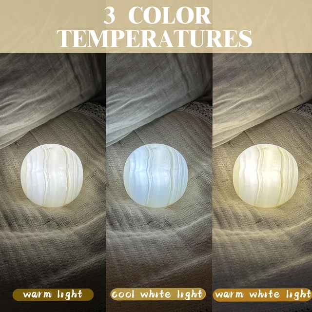 Alt view image 4 of 7 - Marble Lamp Table Lamp Unique Stone Touch Lamp Pat Lamp Type-C 3 Way Bedside Lamp Ambient Light Bedroom Stands Night Light Decorative LED Warm Portable Lamp Rechargeable (Mid Century Modern)