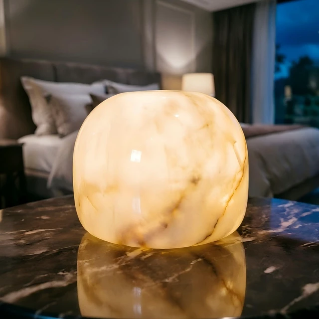 Main image of Marble Lamp Table Lamp Unique Stone Touch Lamp Pat Lamp Type-C 3 Way Bedside Lamp Ambient Light Bedroom Stands Night Light Decorative LED Warm Portable Lamp Rechargeable (Mid Century Modern)