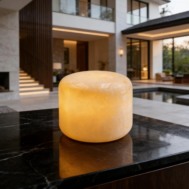 Alt view image 2 of 7 - Marble Lamp Table Lamp Unique Stone Touch Lamp Pat Lamp Type-C 3 Way Bedside Lamp Ambient Light Bedroom Stands Night Light Decorative LED Warm Portable Lamp Rechargeable(Peach Jade)
