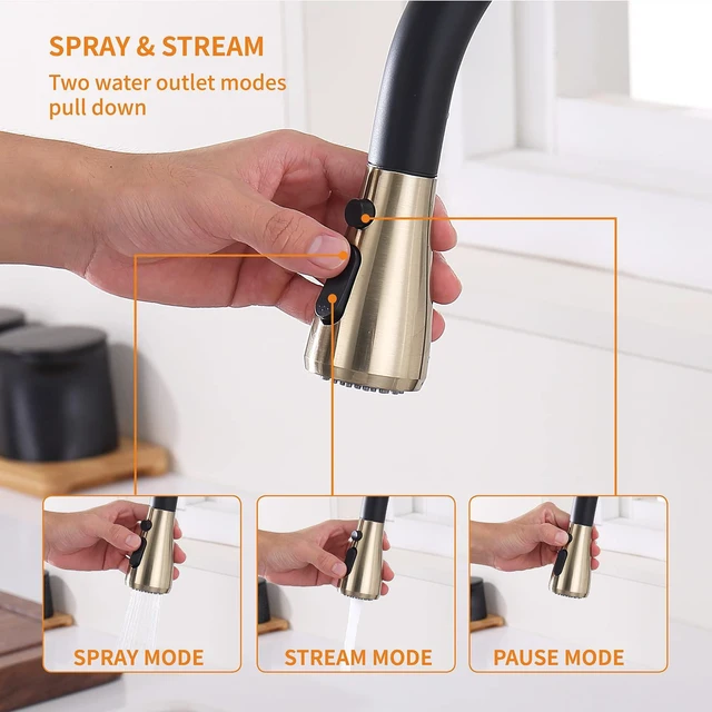 Alt view image 4 of 6 - Touchless Kitchen Faucet with Pull Down Sprayer, Motion Sensor Kitchen Faucet with Kitchen Soap Dispenser, Single Handle Pull Out Faucet for Kitchen Sink,Black and Polished Chrome