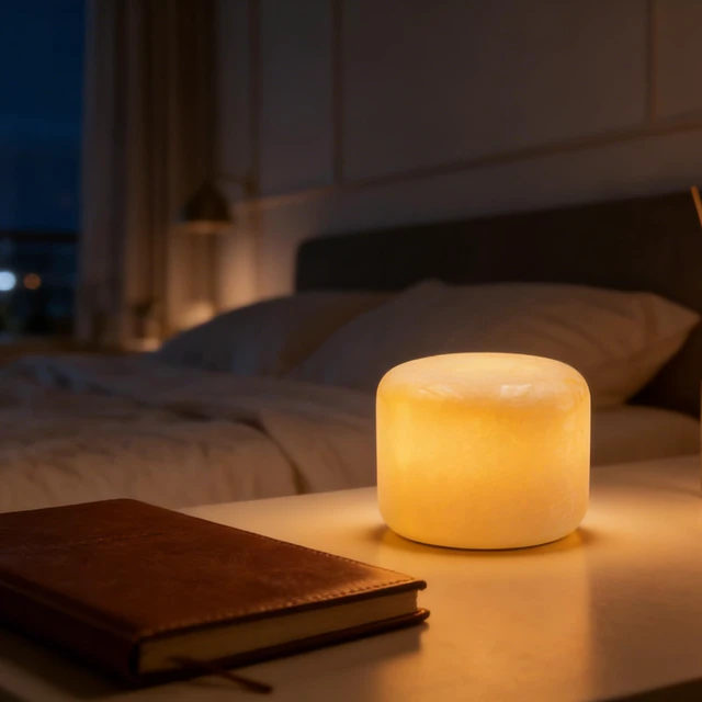 Alt view image 3 of 7 - Marble Lamp Table Lamp Unique Stone Touch Lamp Pat Lamp Type-C 3 Way Bedside Lamp Ambient Light Bedroom Stands Night Light Decorative LED Warm Portable Lamp Rechargeable(Peach Jade)