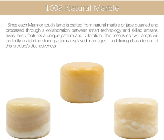 Alt view image 4 of 7 - Marble Lamp Table Lamp Unique Stone Touch Lamp Pat Lamp Type-C 3 Way Bedside Lamp Ambient Light Bedroom Stands Night Light Decorative LED Warm Portable Lamp Rechargeable(Peach Jade)