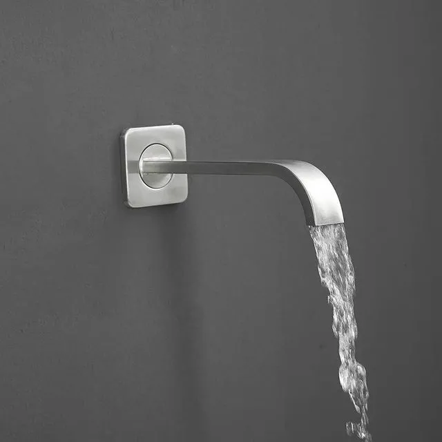 Alt view image 4 of 6 - Brushed Nickel Shower Faucet Set with Tub Spout Bathroom Luxury Rain Mixer Shower Head System Wall Mounted Shower Faucet Complete, Single Handle Tub and Shower Trim Kit with Rough-in Valve