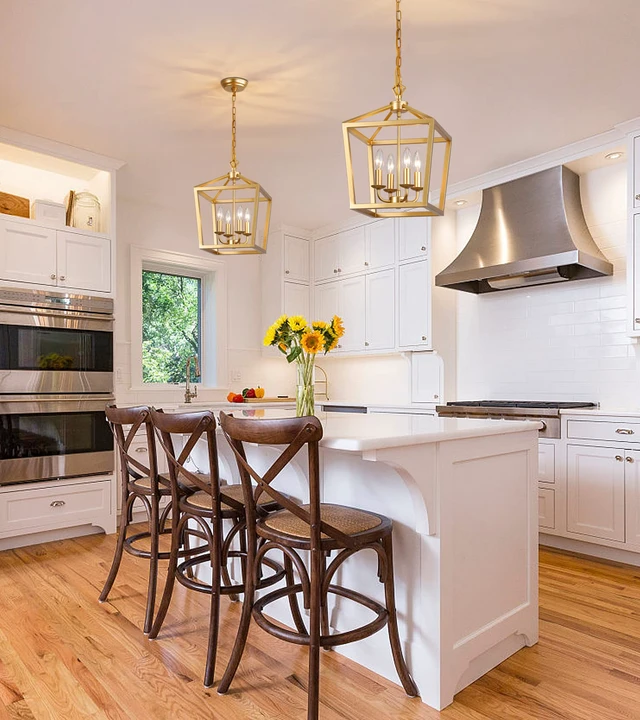 Alt view image 5 of 7 - Gold Lantern Chandelier Hanging Pendant Light Fixture 4-Lights for Kitchen Island Dining Room Hallway Entryway Foyer UL Listed