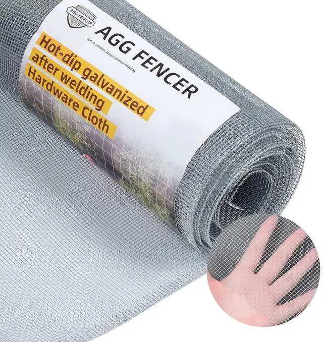 Main image of 48in x 25ft Hardware Cloth 1/8 inch 27Ga Chicken Coop Wire Fence Hot Dipped Galvanized After Welding, Welded Metal Fencing Roll Mesh for Bee Screen Garden Plant Poultry Animal Netting Cage