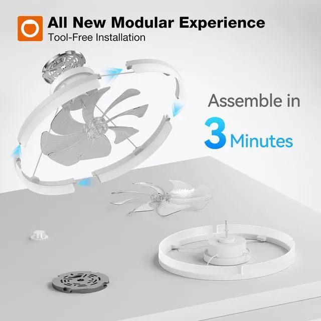 Alt view image 7 of 7 - 20" Ceiling Fans with Lights and Remote, Low Profile Fandelier 3000-6000K Dimmable LED, 6 Speeds, Reversible DC Motor, App Control, Memory Function, Timer, Flush Mount, Quiet Operation