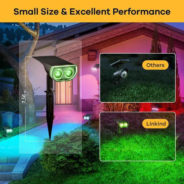 Alt view image 2 of 7 - RGB Solar Spotlights Outdoor Waterproof 9 Modes Multicolor 10 Pack StarrayS Mini, 9 Color Changing Modes, IP65, Adjustable Head, for Holiday House Decor Landscape Garden Yard Tree Flag Patio