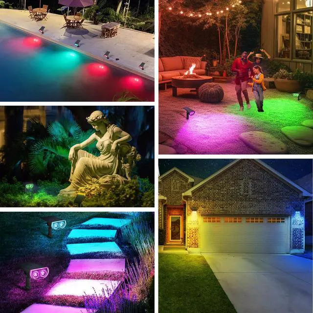 Alt view image 7 of 7 - RGB Solar Spotlights Outdoor Waterproof 9 Modes Multicolor 10 Pack StarrayS Mini, 9 Color Changing Modes, IP65, Adjustable Head, for Holiday House Decor Landscape Garden Yard Tree Flag Patio