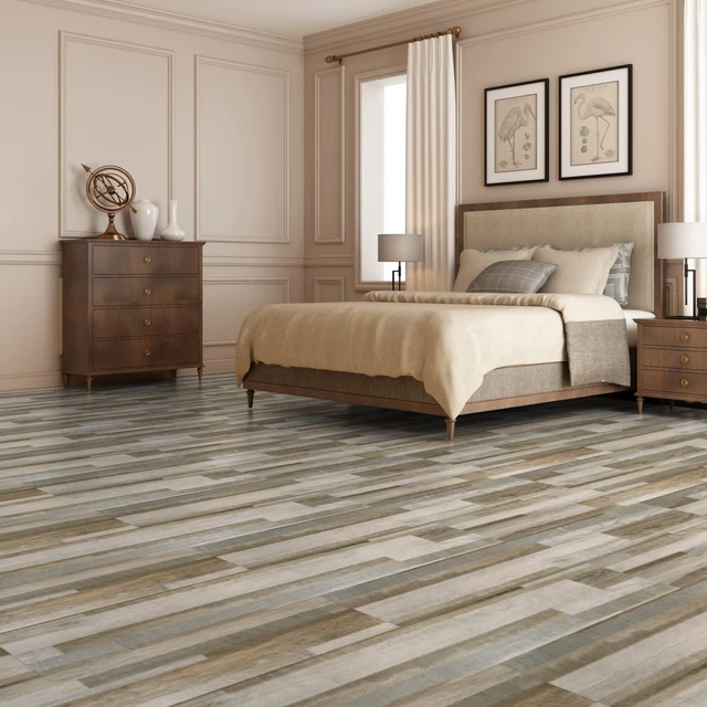 Alt view image 2 of 7 - Wood Texture Peel and Stick Vinyl Floor Planks, 36-Pack, Aged Wood Cover 54 sq.ft, Waterproof, Self-Adhesive, Scratch Resistant, Premium Vinyl, Ideal for Bedroom, Living Room, Kitchen, RV