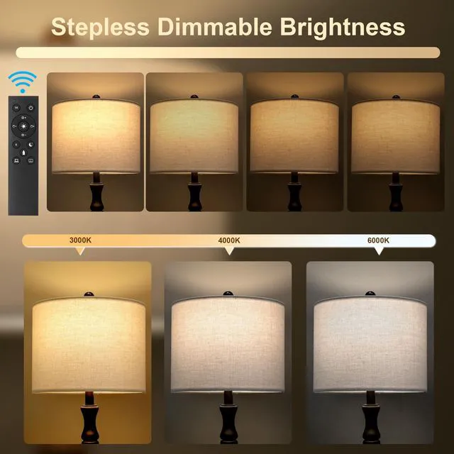 Alt view image 4 of 7 - 62" Rustic Farmhouse Floor Lamp Dark Brown with Remote & Dimmable 9W Bulb, 3 Color Temperatures Resin Standing Lamp, Retro Tall Lamp for Living Room, Bedroom, Nursery, Office, Reading Nook