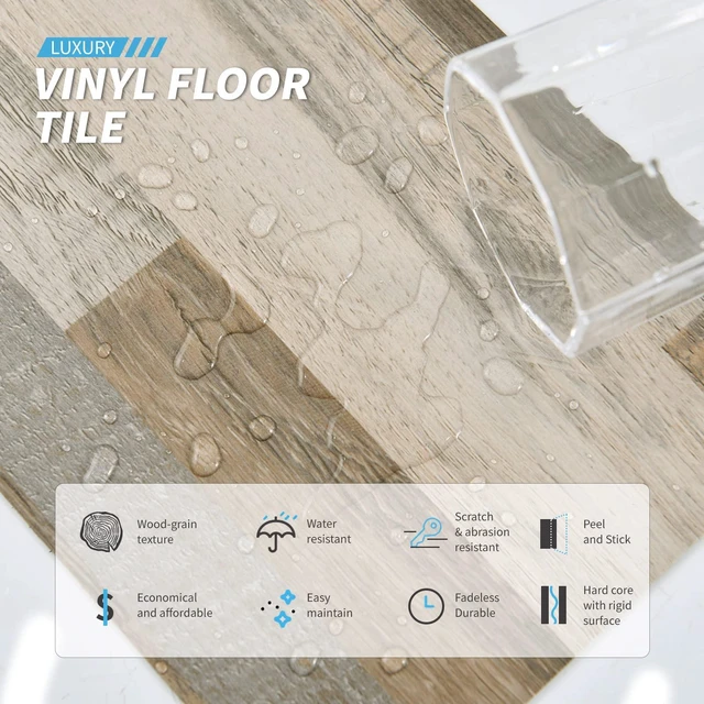 Alt view image 4 of 7 - Wood Texture Peel and Stick Vinyl Floor Planks, 36-Pack, Aged Wood Cover 54 sq.ft, Waterproof, Self-Adhesive, Scratch Resistant, Premium Vinyl, Ideal for Bedroom, Living Room, Kitchen, RV