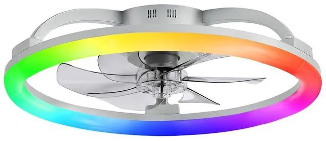 Main image of 23" Ceiling Fans with Lights and Remote for Bedroom, Grey RGB Low Profile Fan Light, 3000K-6000K Stepless Dimmable, 6 Speed, Reversible DC Motor, APP & Remote Control, Low Noice