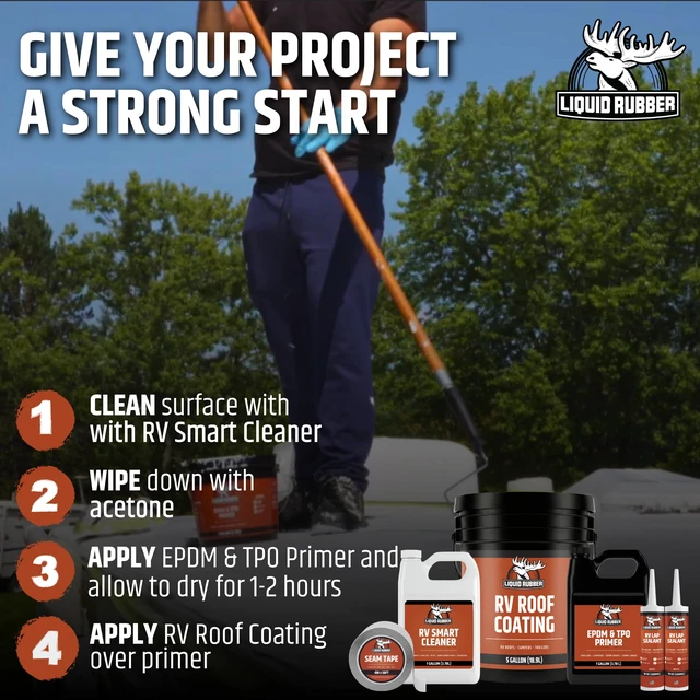 Alt view image 7 of 7 - EPDM & TPO Primer for RV, Camper & Trailer Roofs, 1 Gallon High-Performance Primer - Basecoat Improves Adhesion for RV Roof Coating & Sealant on EPDM, TPO, Fiberglass, Camper & Trailer
