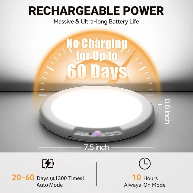 Alt view image 5 of 7 - Wireless Rechargeable Ceiling Light, Motion Sensor Light Indoor with Remote 4 Packs Battery Operated Led Night Lights for Bedroom Hallway, Living Room, Bathroom, Home & Kitchen Decor Lighting