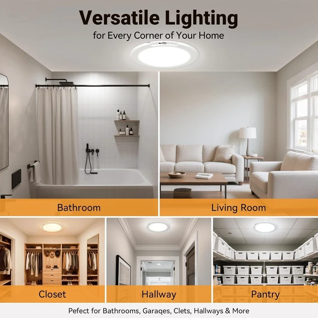 Alt view image 7 of 7 - Wireless Rechargeable Ceiling Light, Motion Sensor Light Indoor with Remote 4 Packs Battery Operated Led Night Lights for Bedroom Hallway, Living Room, Bathroom, Home & Kitchen Decor Lighting