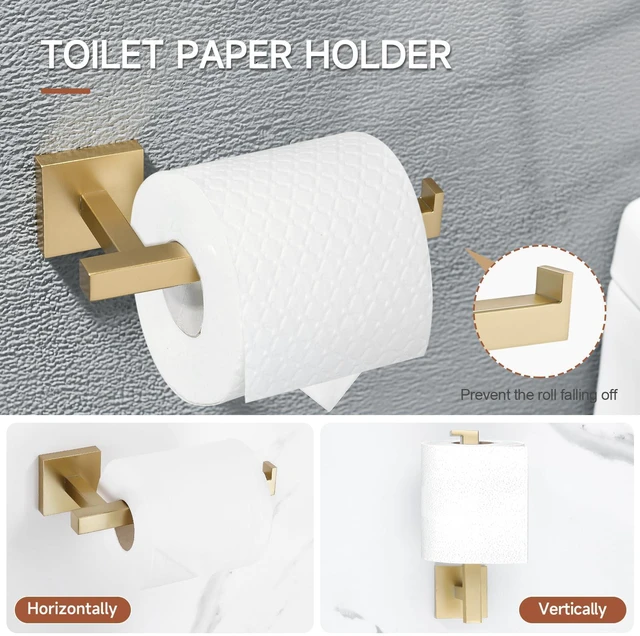 Alt view image 4 of 7 - Brushed Gold Bathroom Hardware Accessories Set 10 Pieces, 23.6" SUS304 Stainless Steel Towel Bar Set Wall Mounted Includes Single Towel Bar, Towel Ring, Toilet Paper Holder, Double Towel Hooks