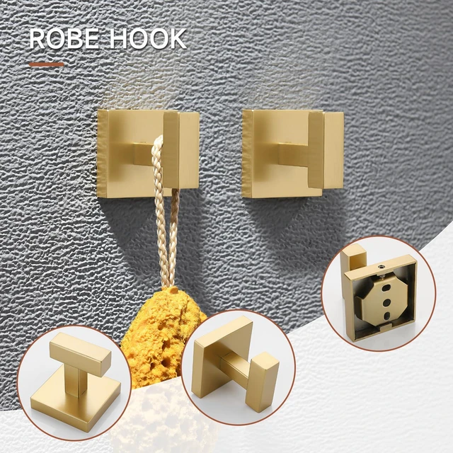 Alt view image 5 of 7 - Brushed Gold Bathroom Hardware Accessories Set 10 Pieces, 23.6" SUS304 Stainless Steel Towel Bar Set Wall Mounted Includes Single Towel Bar, Towel Ring, Toilet Paper Holder, Double Towel Hooks