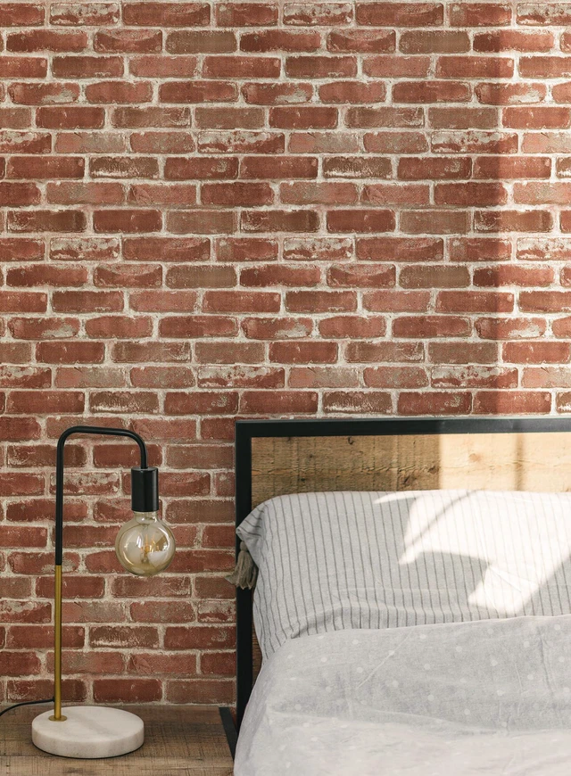 Alt view image 4 of 6 - Red Brick Wallpaper Self-Adhesive Peel and Stick Wallpaper Waterproof and Removable Good for Home Decoration and Furniture Renovation 17.5 x 787.4 Inches