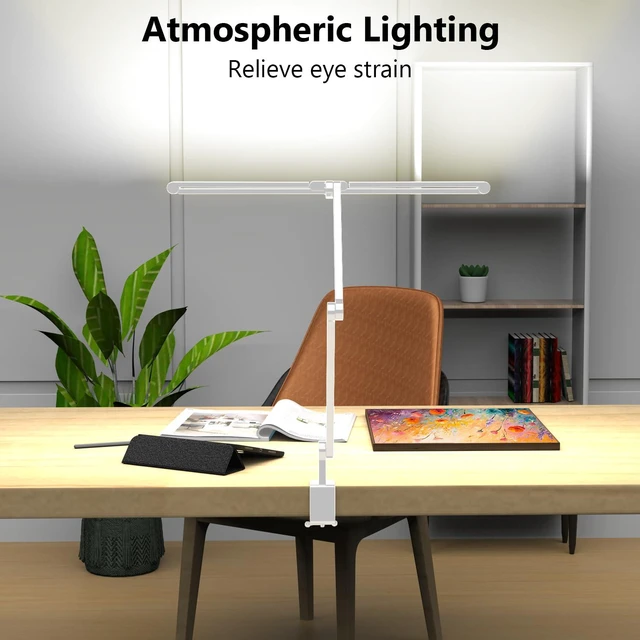 Alt view image 3 of 6 - 36W Ultra Bright Architect Desk Lamp with Clamp, Tall Overhead Rotatable Led Desk Light for Home Office, 47Inch Long Adjustable Monitor Light Bar with Remote for Computer Screen Desktop Table