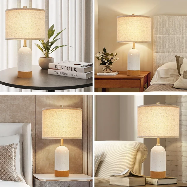 Alt view image 6 of 6 - Table Lamps Set of 2, Bedside Table Lamp for Bedroom Living Room 21.5" Modern 3-Way Ceramic Desk Lamp for Nightstand, Kids Room, Dorm, Reading, Home Office, Bulbs Included