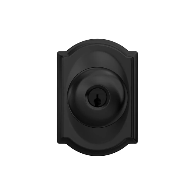 Alt view image 6 of 7 - Plymouth Keyed Entry Door Knob, Interior/Exterior, Matte Black Keyed entry door knob with turn-button lock, Easy to install, Certified security & durability, Universal fit, 2 keys