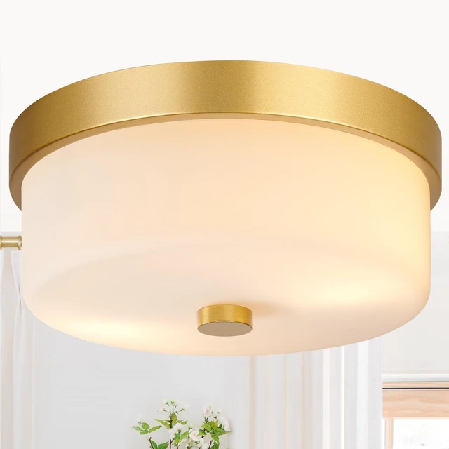 Main image of Flush Mount Ceiling Light Fixtures, 2-Light Gold Ceiling Mount with Milky White Glass Lampshade, Industrial Flush Mount Light Fixture Farmhouse for Hallway, Kitchen, Entryway and Foyer