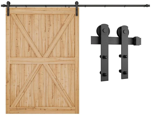 Main image of 10ft Sliding Barn Door Hardware kit, Fit 60" Wide Door Panel Barn Door Track, Sliding Door Hardware kit, Smoothly and Quietly -Heavy Duty Sturdy -Easy to Install, I Shape Hanger