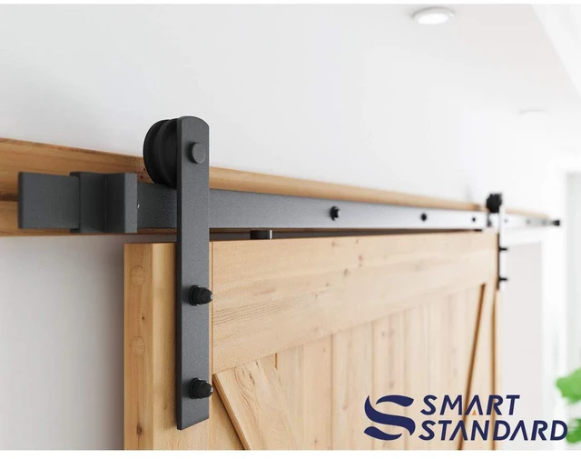 Alt view image 5 of 6 - 10ft Sliding Barn Door Hardware kit, Fit 60" Wide Door Panel Barn Door Track, Sliding Door Hardware kit, Smoothly and Quietly -Heavy Duty Sturdy -Easy to Install, I Shape Hanger