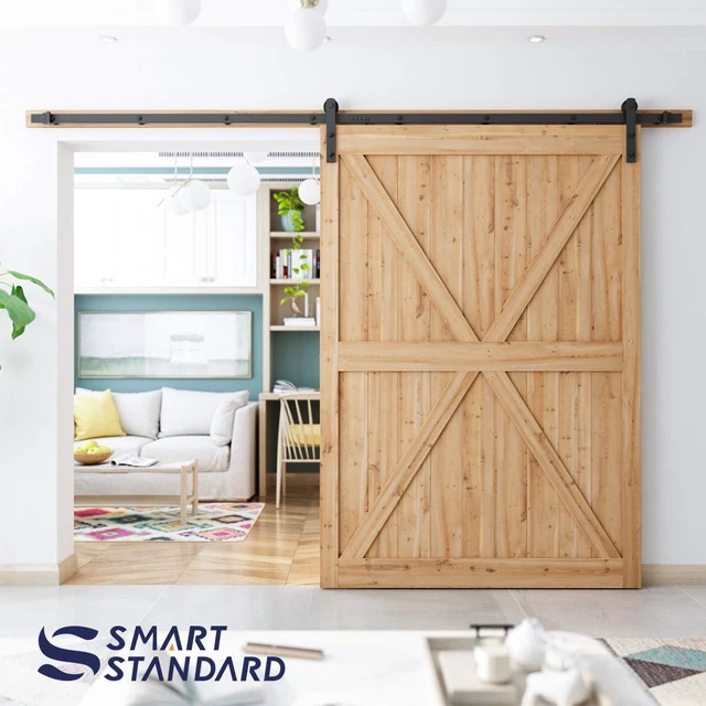 Alt view image 6 of 6 - 10ft Sliding Barn Door Hardware kit, Fit 60" Wide Door Panel Barn Door Track, Sliding Door Hardware kit, Smoothly and Quietly -Heavy Duty Sturdy -Easy to Install, I Shape Hanger