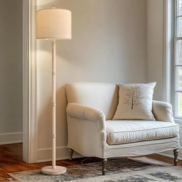 Alt view image 6 of 7 - Retro Farmhouse Floor Lamp Rotary Switch, 62" Resin Vintage Floor Lamp, Rustic Tall Floor Lamps for Living Room, Corner, Bedroom, Office(Without Bulb)
