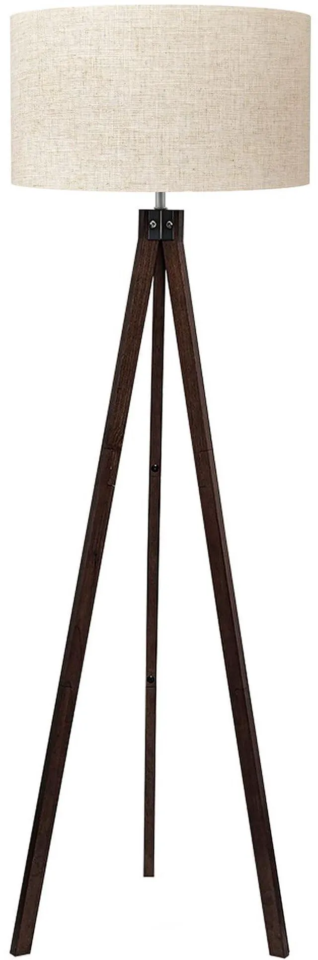 Main image of Tripod Floor Lamp Mid Century Modern Standing Lamps for Living Room Light-Diffusing Linen Shade, Premium Rubberwood Tripod with E26 Base, Adding Warmth to Bedroom, Office & Study Corner Walnut